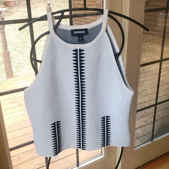 Express White and Black Unique Design Rayon Nylon Spandex Sz. M Tank Top - Picture 1 of 7